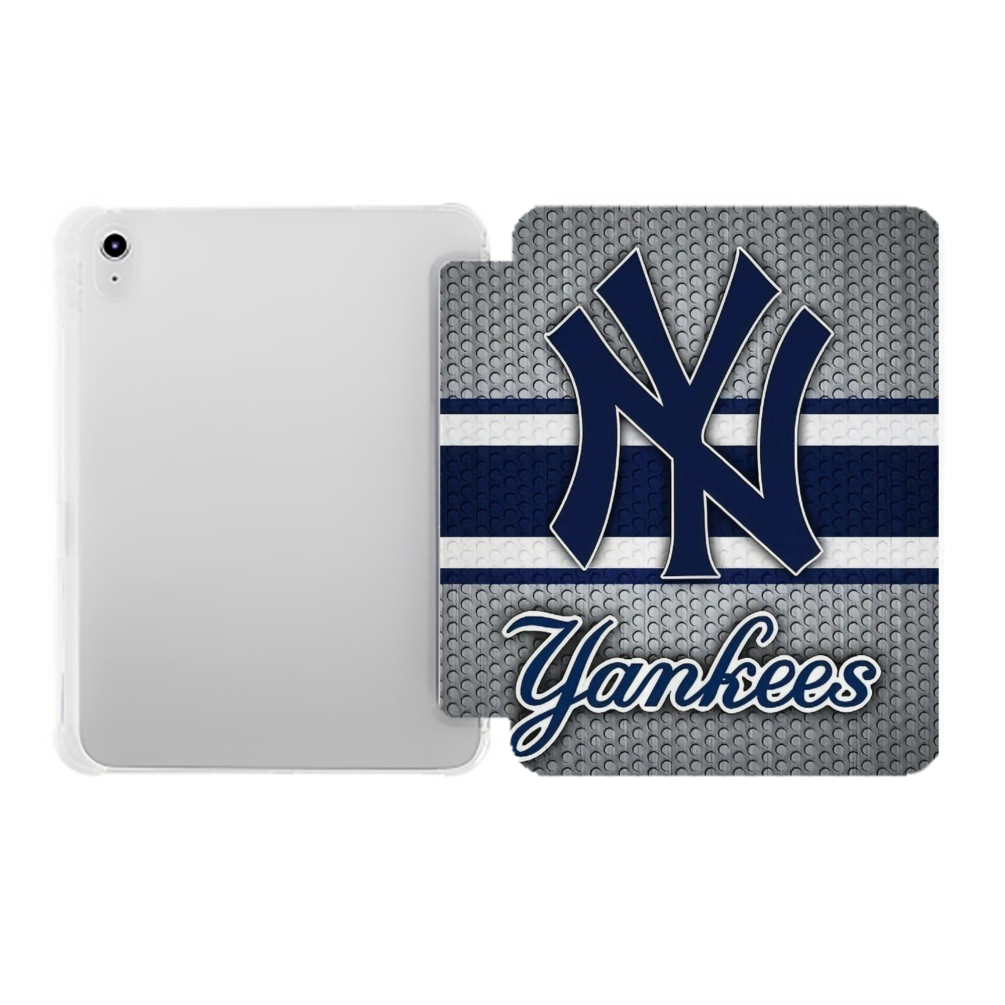 New York Yankees 311 Premium Tri-Fold PU Leather & Silicone IPad Case With Pencil Slot – Fits 9.5,10.5,10.9 – Adjustable Stand, Slim, Protective